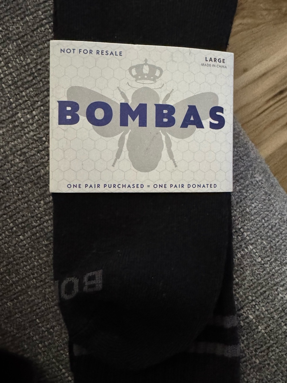 Bombas Black Crew Socks with Subtle Gray Logo